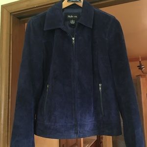 Leather navy jacket